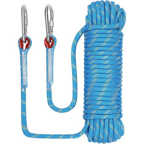 10 mm x 20 Mètre Corde Corde d'escalade Corde Marine Corde d'ancrage Corde de Bateau Corde de Rappel Corde de Flottaison Corde de Balançoire d'arbre Corde Statique Bleu (1/4)