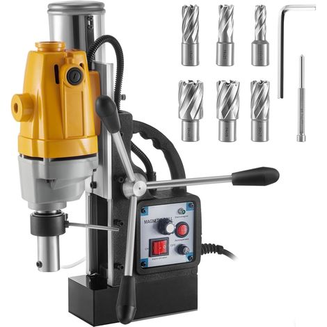 MD40 40mm perceuse magnétique 1100W Vitesse Continue Banc de Forage électrique Machine for la Structure en Acier d'ingénierie (Color : with 6PCS HSS, Size : 1 UK) (1/5)