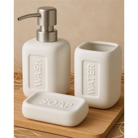Set accessori bagno bianco in Ceramica Bingo 3 pz