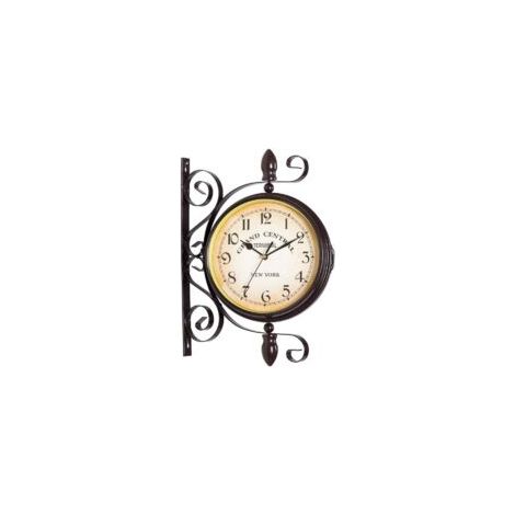 Orologio da parete retrò a doppia faccia in ferro battuto. Quadrante 20x20 cm con numeri arabi. Resistente all'acqua, adatto per uso interno ed esterno.