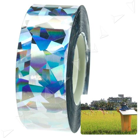 Nastro dissuasore iridescente riflettente con riflessi luminosi spaventapasseri Modello - 22 Metri (Argento) (1/5)