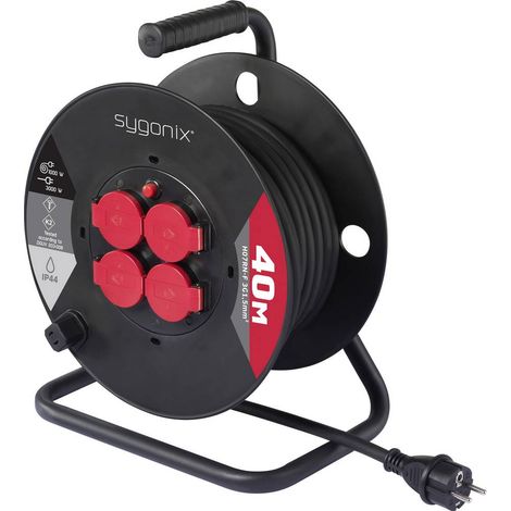 Sygonix SY-10236132 Avvolgicavo 40 m Nero Spina schuko