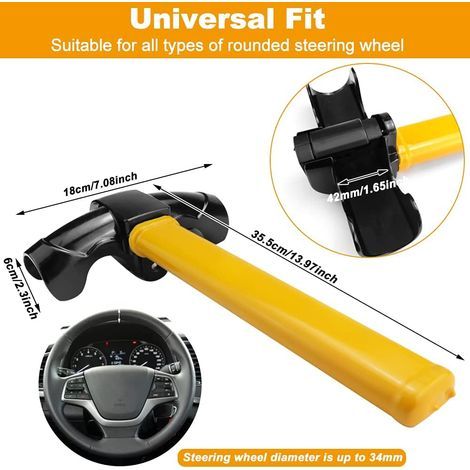 Canne Antivol Voiture Verrouillage de Volant Barre de Volant Antivol de Sécurité Universelle Voiture Rétractable T-Lock pour Voiture (1/5)