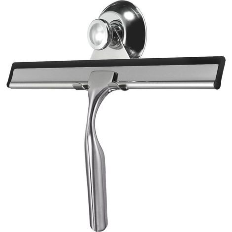 Window scraper, wiper brush, cleaning scraper, stainless steel + zinc alloy window scraper with suction cup, suitable for bathrooms, windows, glass doors (1/5)