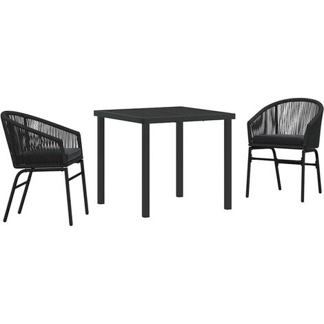 Ensemble table et chaises de jardin noires 3 pièces (1/5)