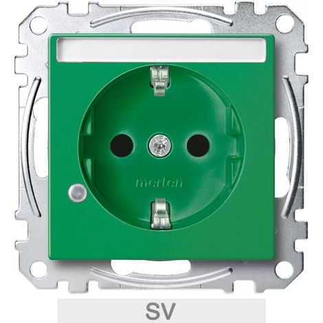 Merten SCHUKO-Steckdose SV gn Ko.Licht Schriftfeld MEG2303-0304 (1/2)