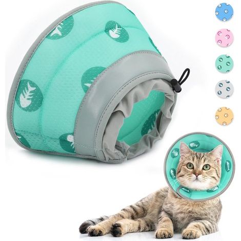 Collar ajustable，collar de recuperación，collar en forma de cono para cachorros，perros pequeños y gatos después de una cirugía o lesión (verde (1/5)