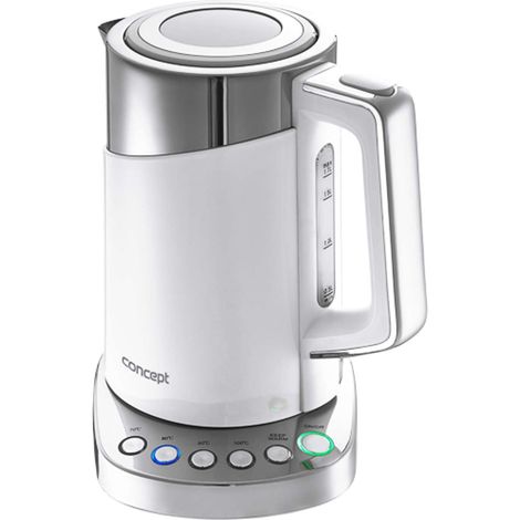 Bouilloire inox Cool Touch, 1,7 litre, blanche, regulation de la temperature, fonction maintien au chaud, 2200 W, Filtre anticalcaire, design élégant, 2200 W (1/4)