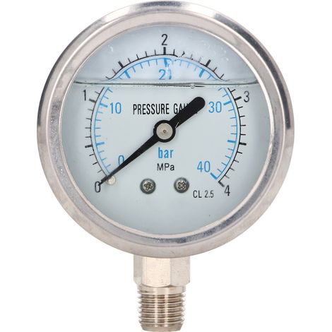 Vibrationsfestes Manometer aus Edelstahl, 1/4 NPT-Anschluss unten, 0–4 MPa für Öl