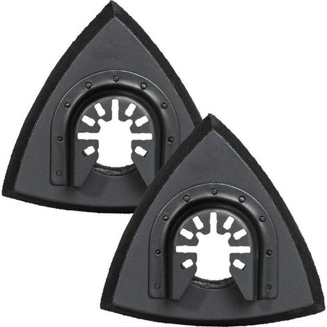 Patins de ponçage triangulaires 90mm - Plateau de ponçage pour outil multifonction oscillant pour ponçage du bois, 2 pièces (1/3)