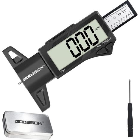 Digitaler Reifenprofiltiefenmesser IP54, 0-25,4mm, LCD-Display, mm/inch (1/5)
