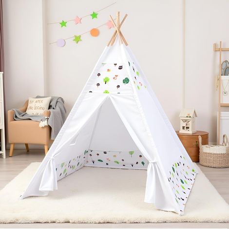 Teepe Tente pour Enfants,Tente de Jeu Pliable pour Enfants,Tente Fille,Tipi Tente de Jeux Enfant,cabane Enfant intérieur extérieur,43 43 55in (Forêts) (1/5)