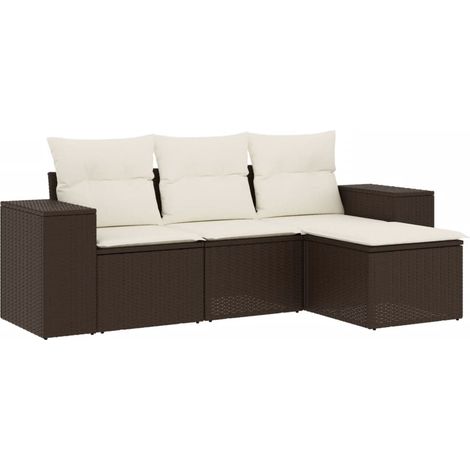 Maison Exclusive - Set de sofás de jardín 4 pzas y cojines ratán