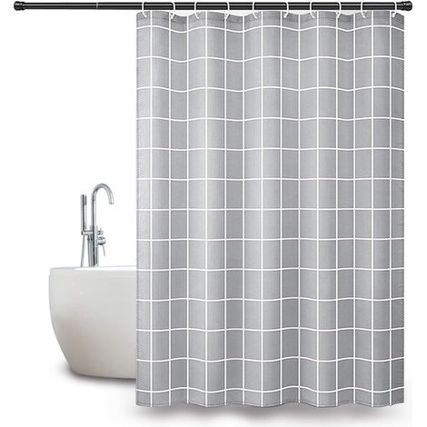 GROOFOO Rideau de Douche avec Conception de Treillis, Lavables, Séchage Rapide Anti-moisissure et Antibactérien pour Douche et Baignoire 180 x 180 cm (71 x 71 inch) (Grise) (1/4)
