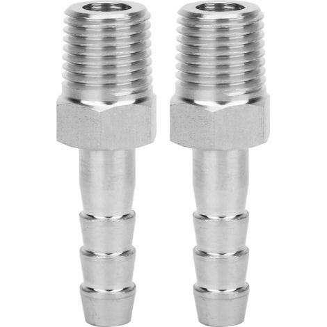 2 Pièces Raccords Rapides 1/4" BSPT Mâle Acier Inoxydable, Jonction Barb pour Tuyau Souple, Adaptateur BSPT 1/4 vers 6mm (1/5)