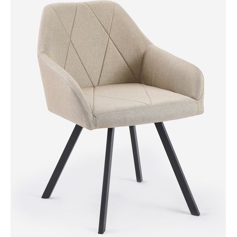 Sedia in tessuto con braccioli per sala da pranzo e cucina Rakna - Beige