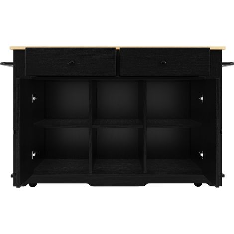 Isola da cucina con presa, carrello di servizio pieghevole, MDF e metallo, nero MODENUIT (1/5)