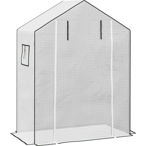 Copertura di ricambio per serra in PE bianco con porta avvolgibile e finestre laterali (1/5)