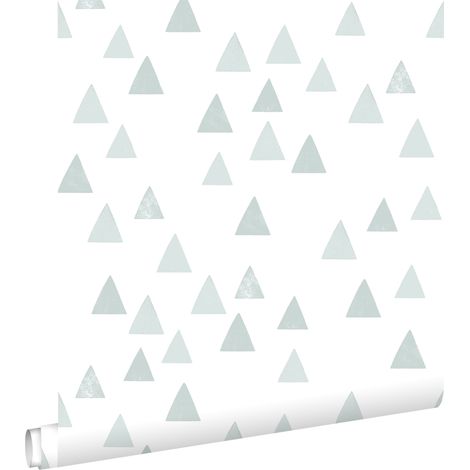 papier peint triangles graphiques bleu gris - ESTAhome (1/5)