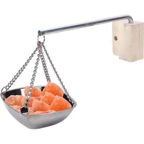 Bol d'Essence Sauna - Bol Square en Acier Inoxydable 304 et Bois de Pin (12.2x12.2x4.2cm) avec Cadre Murale pour Sauna et Spa