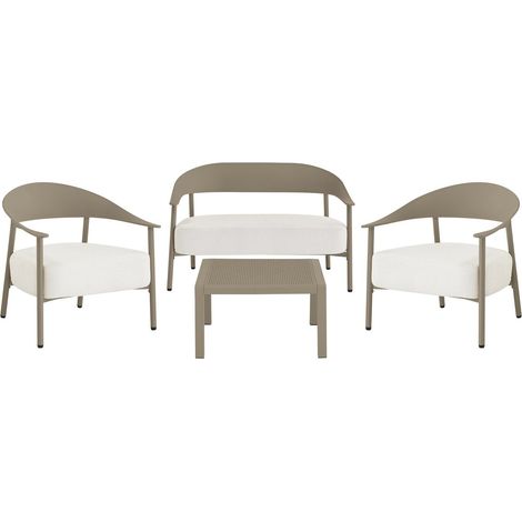 Set di mobili da giardino in metallo e plastica "Céora" - 4 posti - Taupe