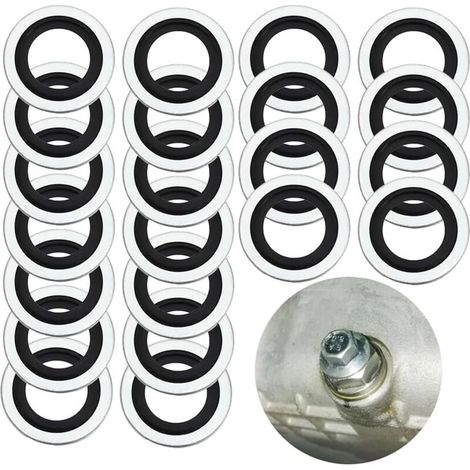 Lot de 20 joints de bouchon de vidange d'huile en aluminium pour Peugeot Citroën Renault, accessoires automobiles de rechange 110265505R, 6079970345, 8200641648, 7700266044 (20 PCS, Taille Unique) (1/5)