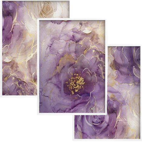 Poster pastello, quadri da parete, fiori dorati, decorazioni da parete glamour (1/5)