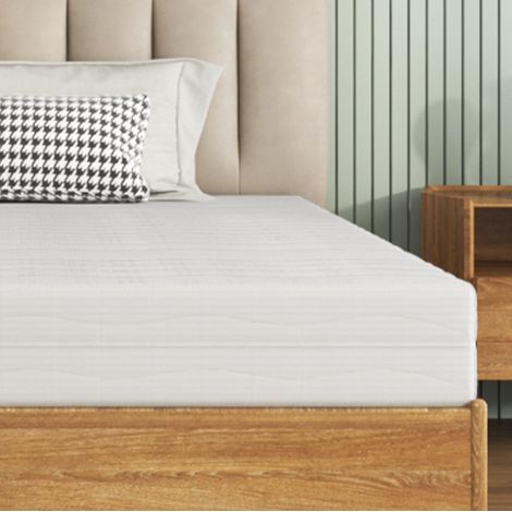 Matelas 160x200x18 cm blanc en mousse avec housse 3D respirante et confort mi-ferme (1/3)