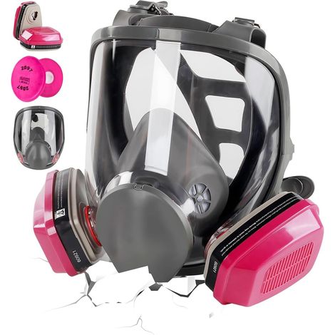 Maschera antigas a pieno facciale: Maschera antigas riutilizzabile 6800 con filtri 60921 e 2097 - Maschera antiappannamento e antipolvere per proteggere dai vapori organici generati durante la nebuliz