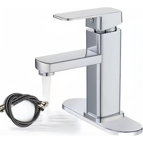 Mitigeur de Lavabo Monocommande 1 Trou – Robinet Modèle Camping-Car / Caravane avec Flexibles d'Alimentation (1/5)