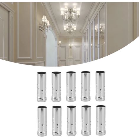10 Pièces Support E14 Métallique pour Douille Bougie, Base Lampe Accessoire Éclairage Chrome 25x80mm