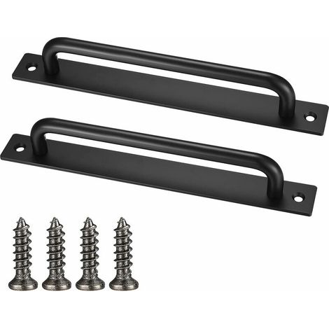 2 Pcs Sliding Door Handles, Black Door Pull Handles, Sliding Barn Cabinet Garden Gate Shed Door Handles, Aluminium Alloy Handles for Kitchen Closet Door, Exterior Interior Door Handles with Screws (1/5)