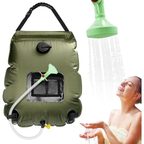 Sac de Douche Solaire Camping, 20L Douche de Voyage avec Pomme de Douche, Pliant Extérieur pour Douche, Sac de Douche Solaire Portable, Température 45 °C pour Randonnée Escalade (1/5)
