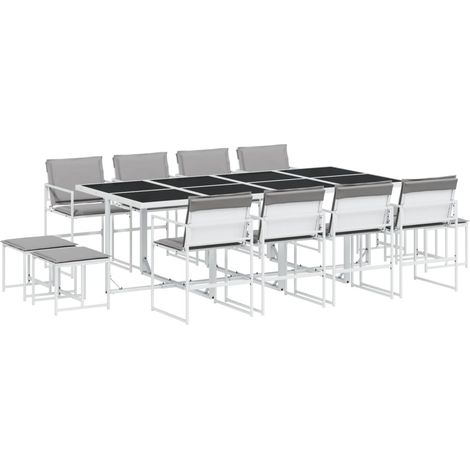 Maison Exclusive - Set da Pranzo da Giardino 13 pz con Cuscini Bianco in Textilene