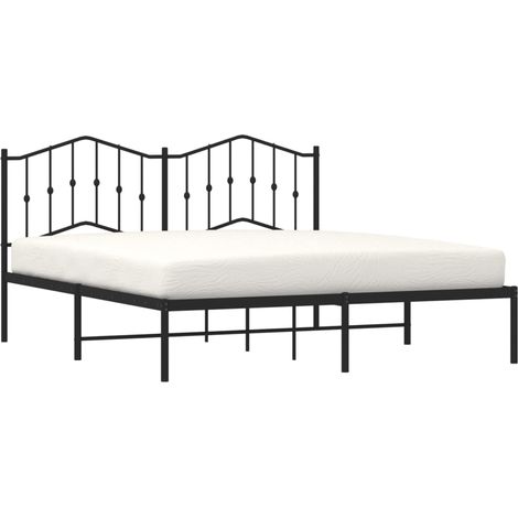Estructura cama sin colchón con cabecero metal negro 160x200 cm vidaXL (1/4)