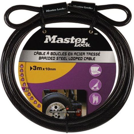 Master Lock 49EURD Câble Antivol avec deux Boucles, 3 m