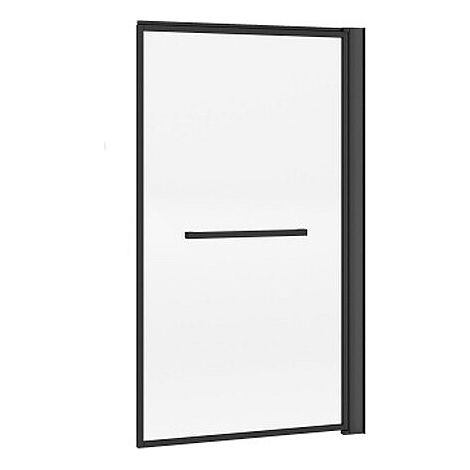 Pare baignoire relevable et pivotant avec porte serviette - Noir mat - 80 x 140 cm - VESLIRA