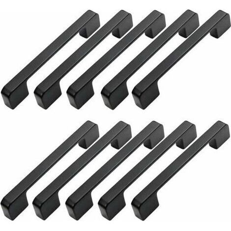 MINKUROW 10pcs Poignée Meuble Entraxe 128mm-Poignée Porte Cuisine Noire Poignee Barre Meuble Poignee De Cuisine Noir (1/5)