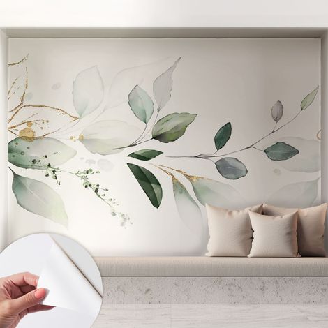 Selbstklebend Tapete - abwaschbar - Raumgestaltung Schlafzimmer Wohnzimmer Tapete Grüne Blätter 208x146 cm (1/5)
