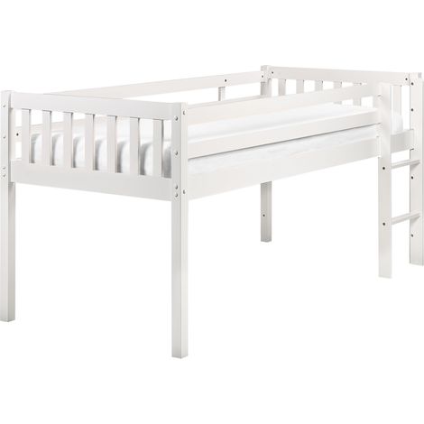 Cama de media altura con somier 90 x 200 cm infantil madera de caucho blanco Peipin