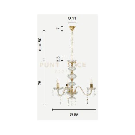 DALLAS/3 LAMPADARIO A SOSPENSIONE CROMO E CRISTALLO 3 LUCI ATTACCO E14 D.53CM