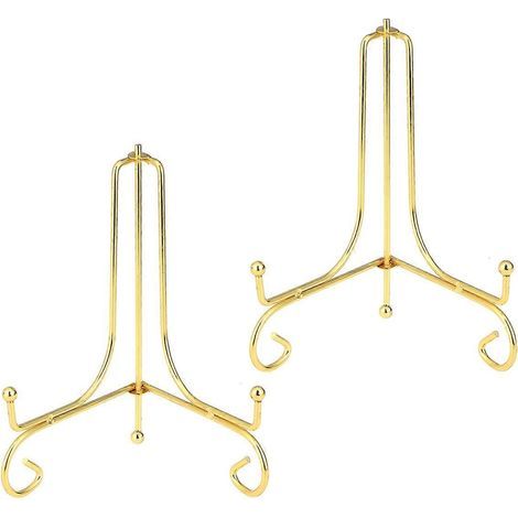 Eleganter, 10 cm hoher Tischaufsteller aus Schmiedeeisen (gold) – Dekorativer Tellerhalter für Bilderrahmen und Kunstwerke – 77 cm – Gold (1/3)