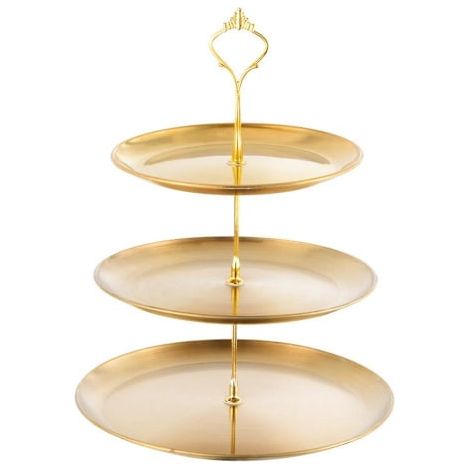 Présentoir à gâteaux en acier inoxydable, 3 étages, plateau de service, assiette à gâteaux, présentoir à desserts pour fêtes (1/5)