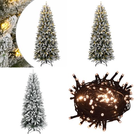 Sapin de Noël artificiel 300 LED et neige floquée 180 cm - Guirlande LED - Décoration de Noël