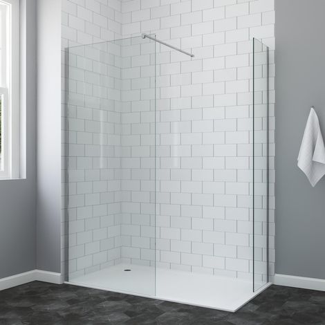 Walk In Duschwand 69x195cm mit 40cm Seitenwand 8mm Nano ESG Sicherheitsglas Duschabtrennung mit Stabilisator (1/5)