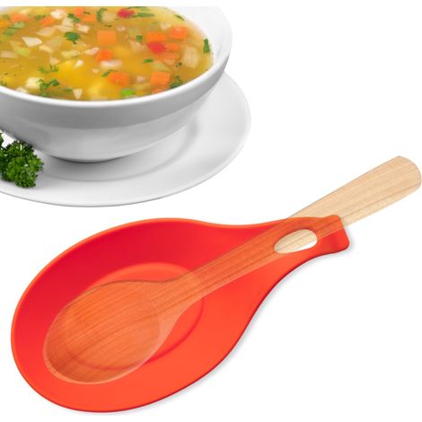 Support repose-cuillère en silicone pour cuisine, repose-cuillère en silicone, support pour couverts de cuisine, support pour ustensiles de comptoir, porte-cuillères en silicone, sans BPA (1/5)