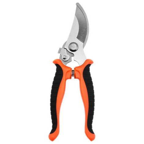 Orange, 2 pièces, sécateur à lame franche, avec poignée pivotante, pour branches et brindilles fraîches, revêtement antiadhésif, lame en acier inoxydable, longueur : 24 cm,