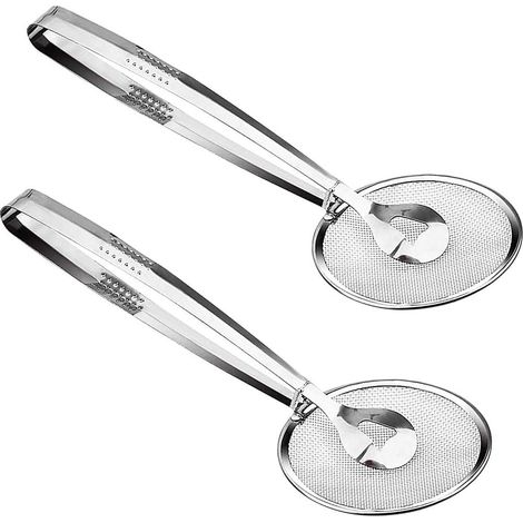 Cuillère de Filtre multifonctionnelle de Cuisine avec 2 pièces Passoire avec poignée Tamis en Acier Inoxydable Alimentaire Huile Torréfaction Barbecue Filtre Filtre à Salade, (1/3)