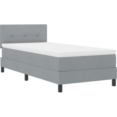 Matelas à ressorts avec matelas gris clair, 90 x 190 cm, recouvert de tissu. (1/5)