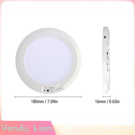Plafonnier encastré sans Fil Rechargeable de Type C avec Détecteur de Mouvement pour Chambre Extérieure (1/4)